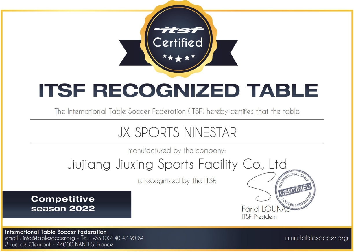 International Table Soccer Federation (ITSF) Certification